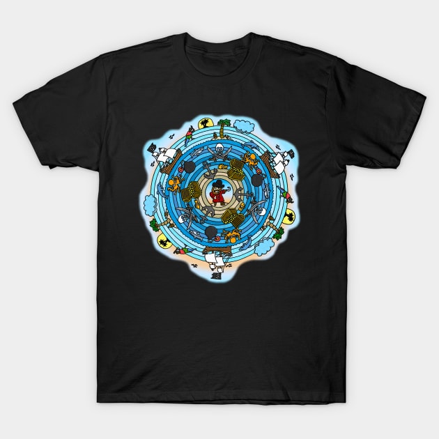 Pirate Themed Mandala T-Shirt by gorff